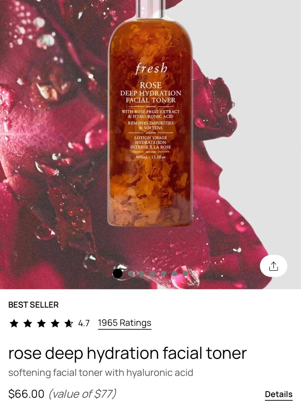 fresh Rose Deep Hydration Facial Toner — amber and rose